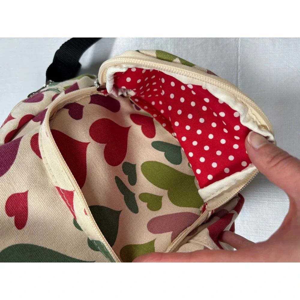 Bungalow 360 Mini Backpack Multi Color Heart Print Canvas Vegan